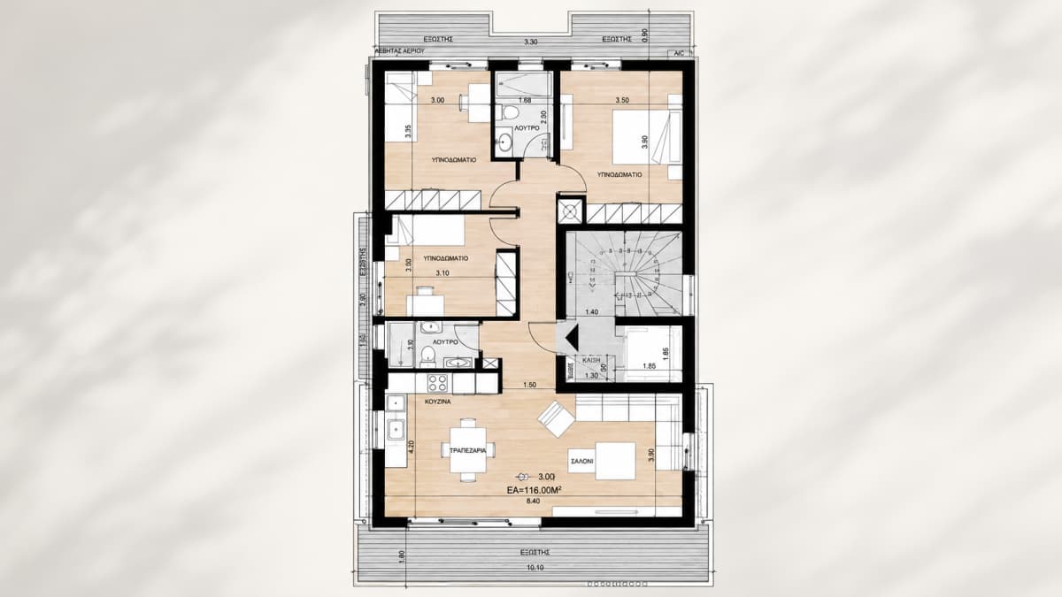 Architectural floor plan showing room layout, dimensions, and furniture placement.