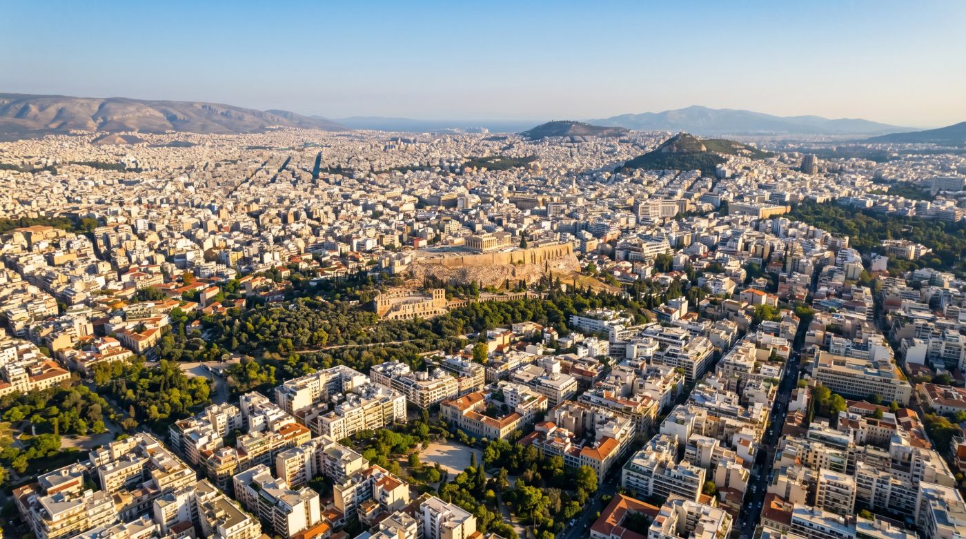 Φορολογία ακινήτων - Τι πρέπει να γνωρίζετε όταν αγοράζετε σπίτι Αεροφωτογραφία της Αθήνας με θέα την Ακρόπολη και τον αστικό ιστό