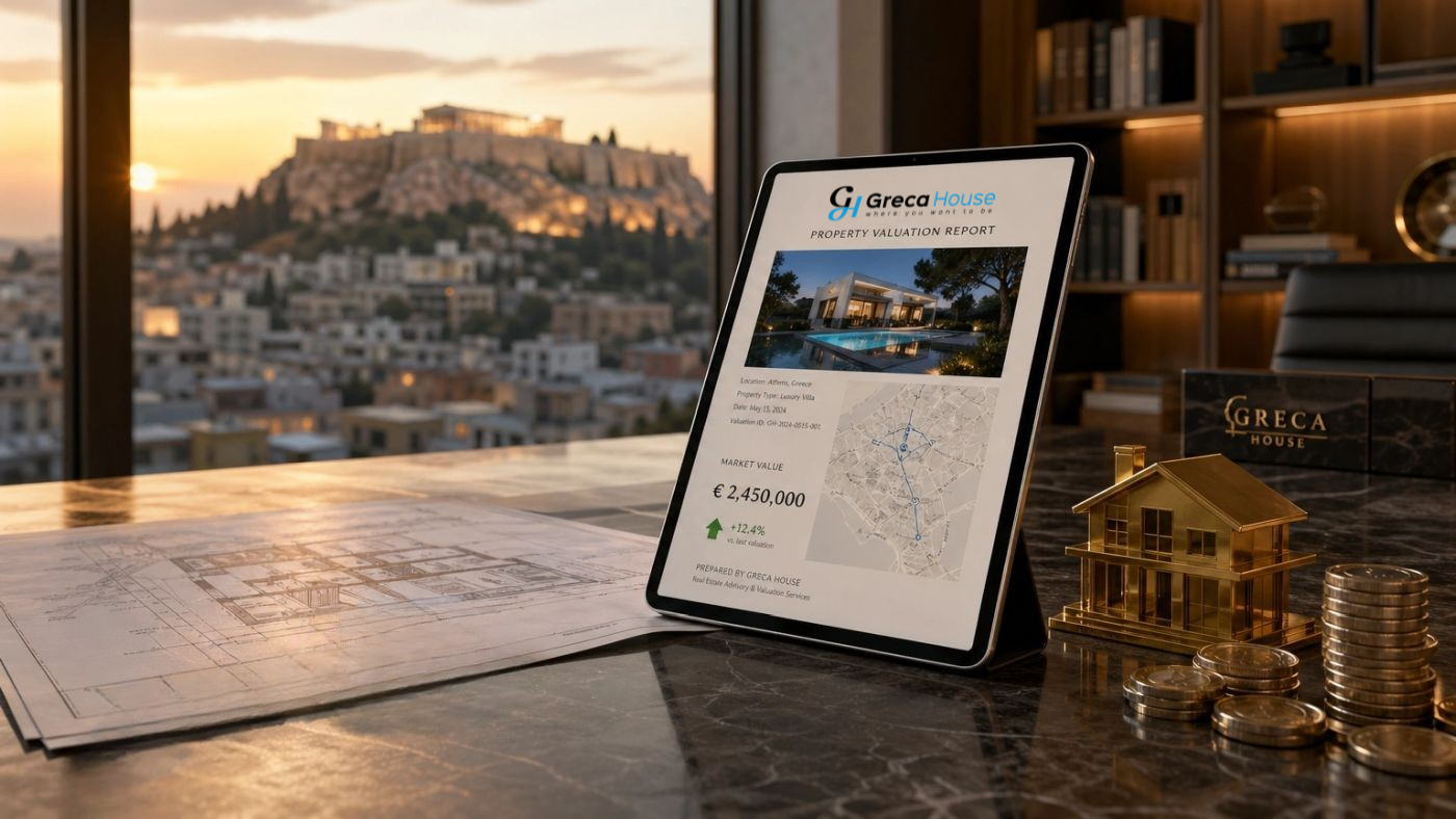 Εκτίμηση ακινήτου στην Αθήνα από τη Greca House με ψηφιακή αναφορά αξίας, σχέδια ακινήτου και θέα στην Ακρόπολη