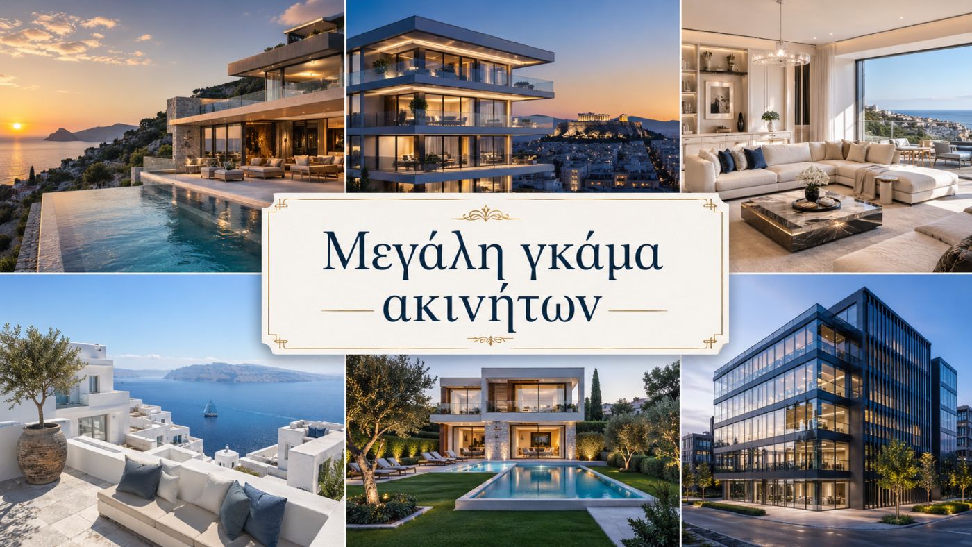 مجموعة من العقارات الفاخرة في اليونان تضم فيلات وشققًا ومنازل على شاطئ البحر وعقارات تجارية من Greca House.