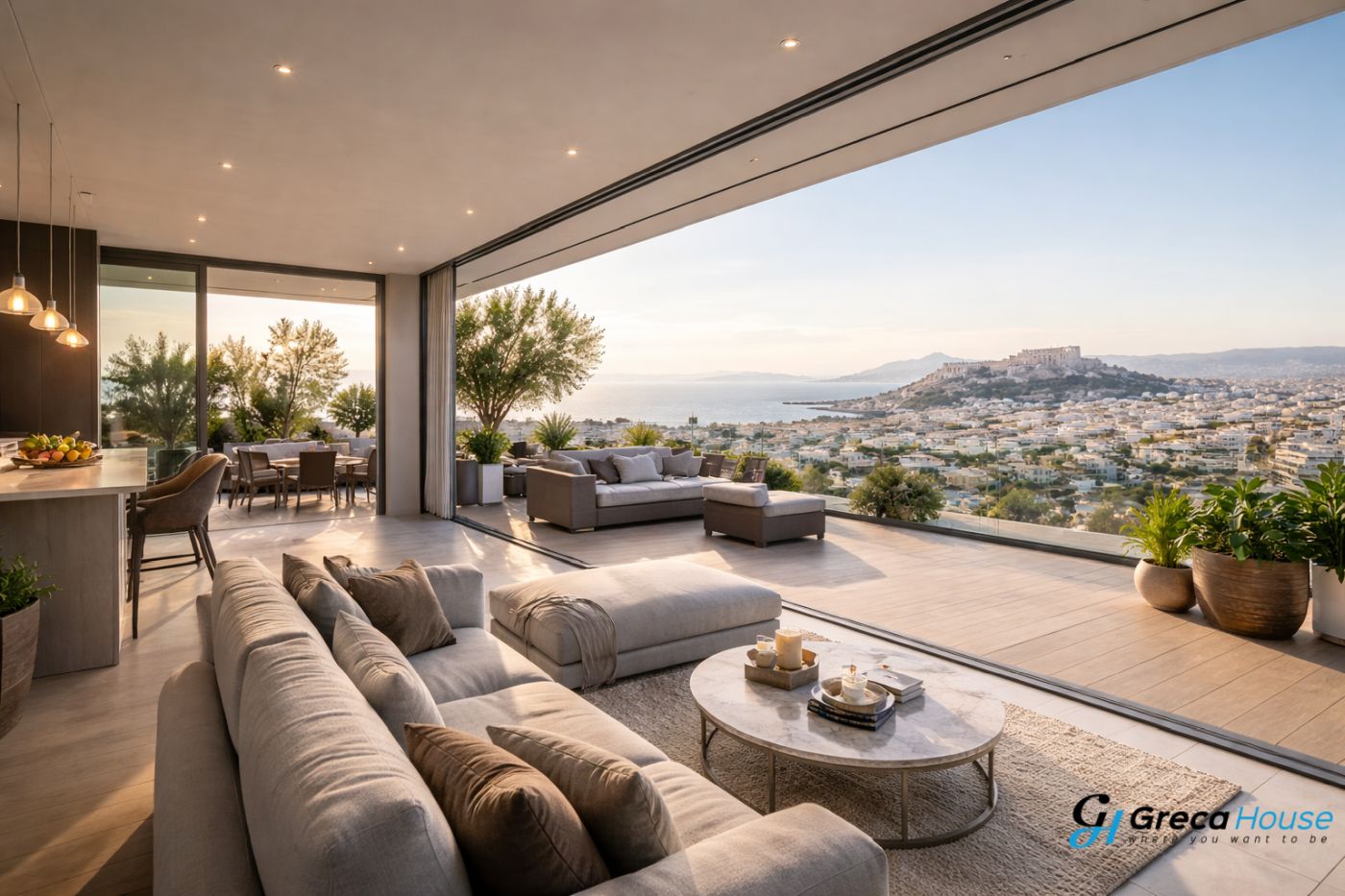 شقة بنتهاوس فاخرة بإطلالات بانورامية على أثينا والأكروبوليس، لمقال Greca House حول تحولات سوق العقارات في عام 2026.